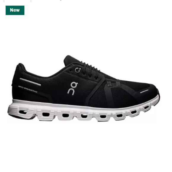 On Men's Cloud 6 Shoes, Black/White